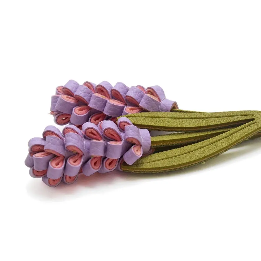 Multi-color Purple Pu Leather Flower Pendant Hanger Lavender Pu Flower Keychain Weave Fashion Bag Charm Car Keyring
