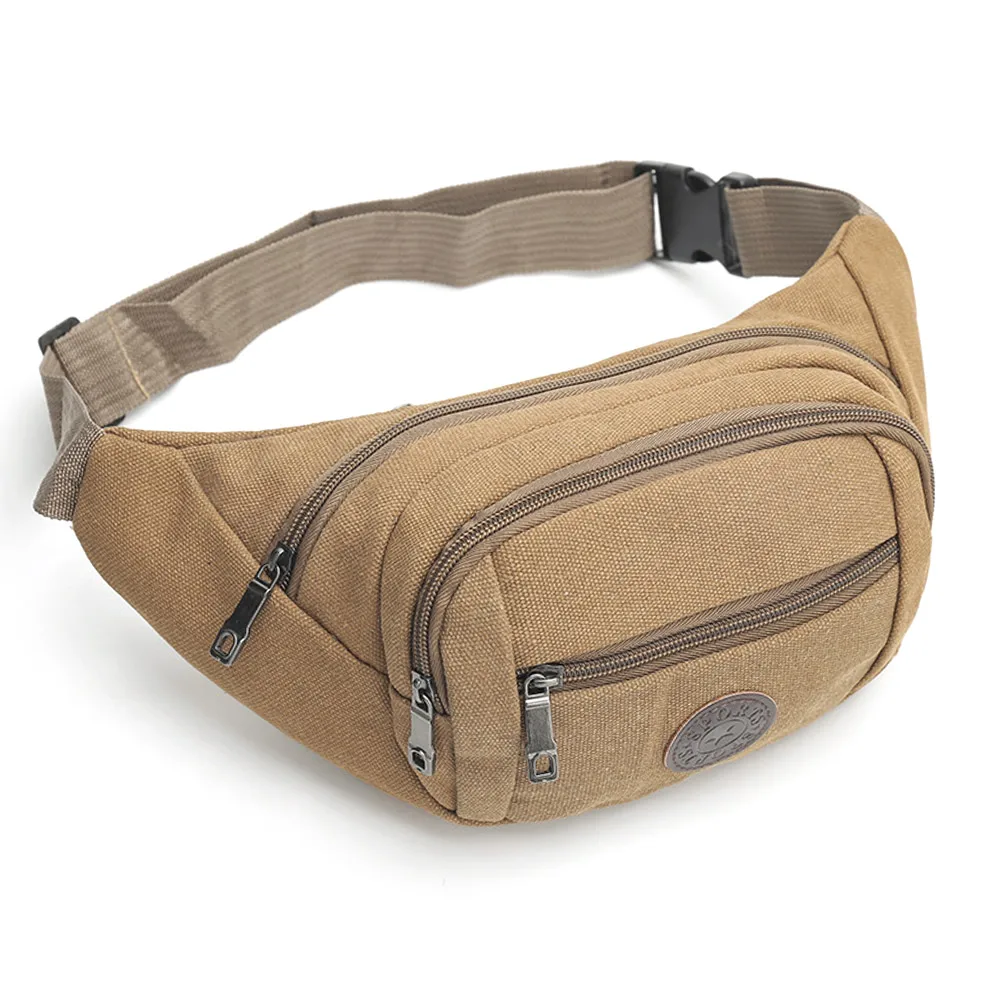 Casual Canvas Waist Bag Unisex Functional Waist Bag Mobile Phone Bag Men and Women Convenient Belt Banana Bag Fanny Pack Men