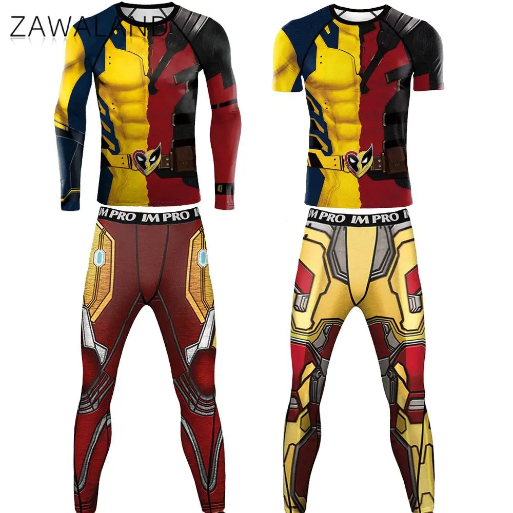 

Zawaland Men Wolverine Deadpool Sets 3D Printing Cosplay Costume Holiday Party Superhero Top Trousers Outfit Disguise Clothing