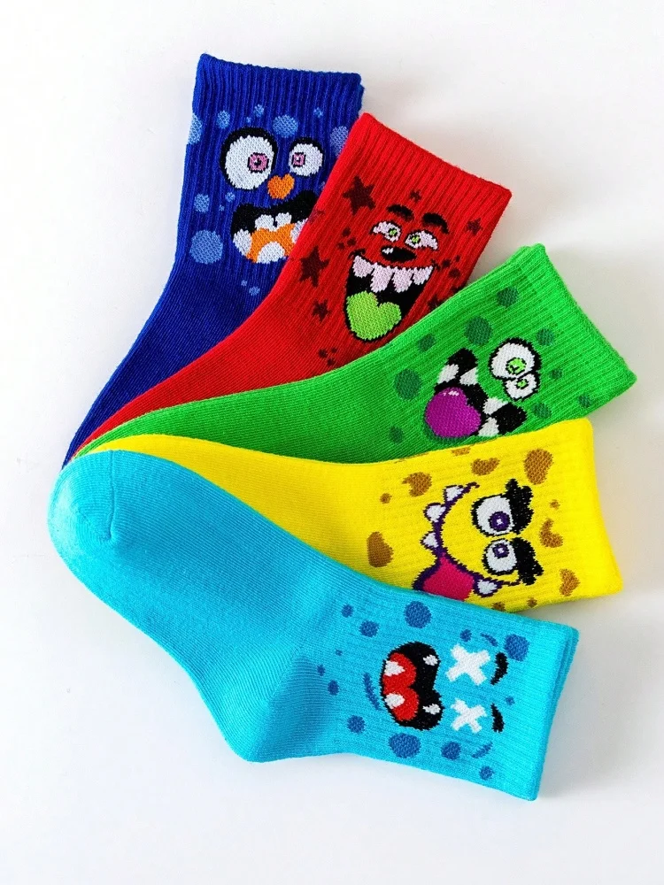 5 Pairs of Cute Toddler Socks for Boys and Girls in Spring, Summer, Autumn and Winter Soft and Breathable Four-Season Sports Socks