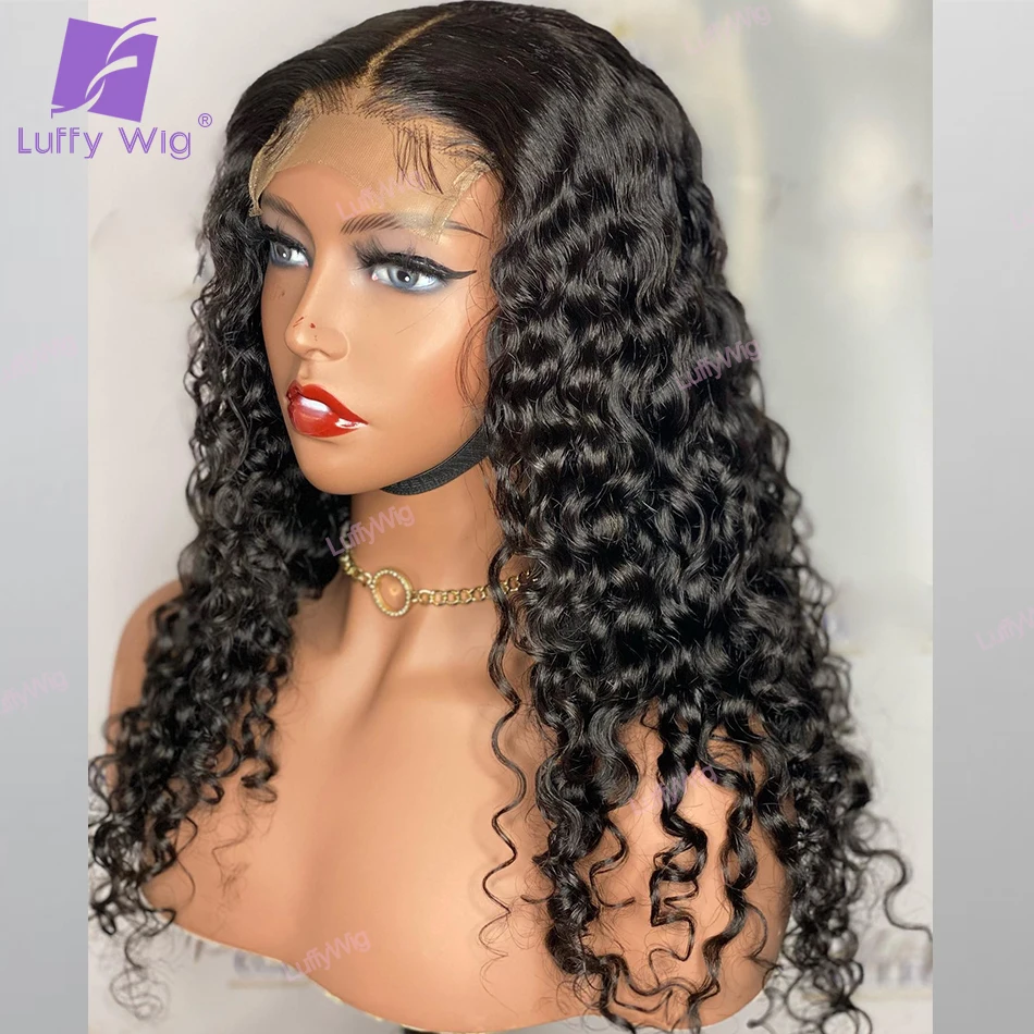 

5x5 PU Silk Base Human Hair Wig Curly Brazilian Remy 13x6 Fake Scalp Lace Front Human Hair Wigs Pre Plucked 200 Density Luffy