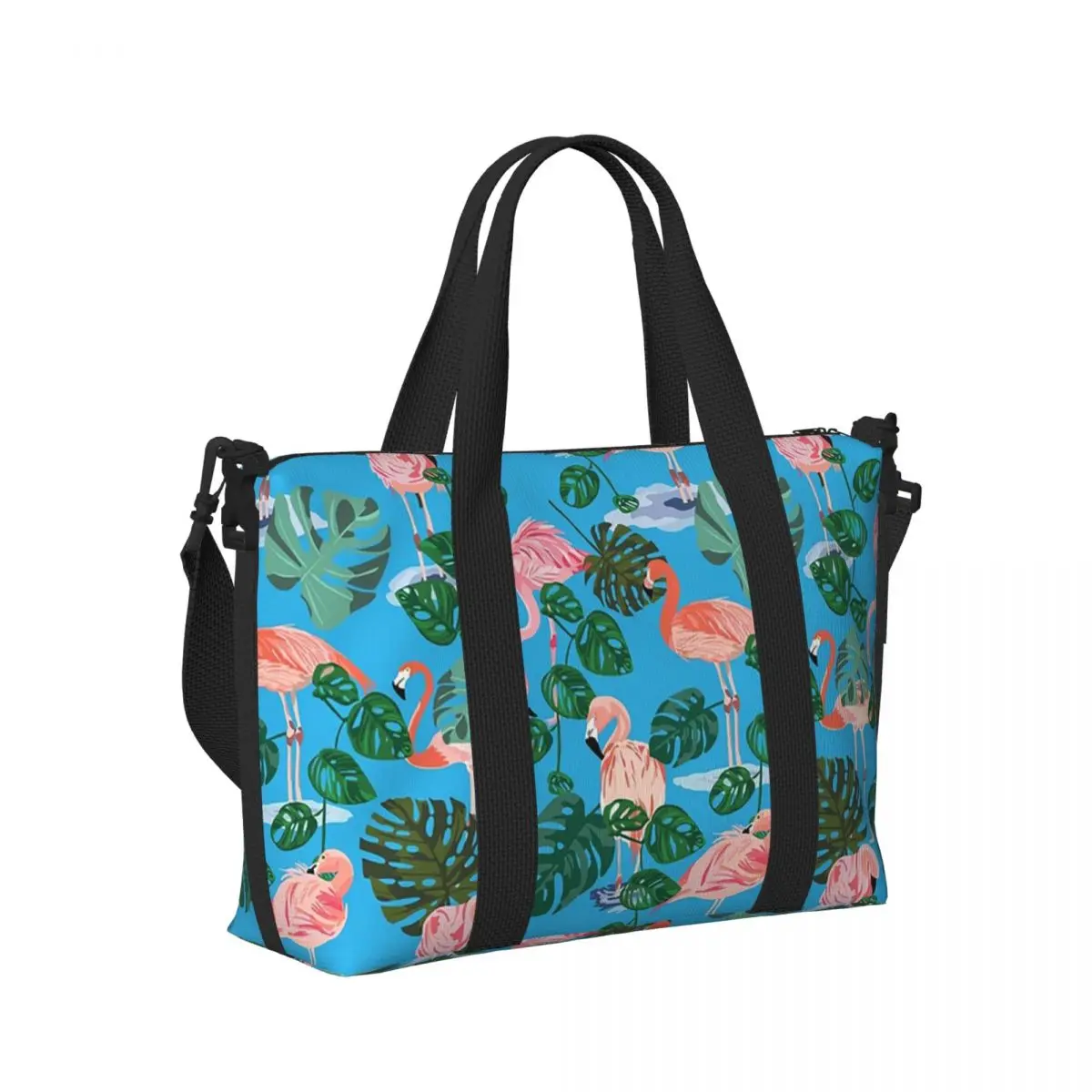 

Пляжная дорожная сумка с тропическим фламинго, большая вместительная сумка-тоут для спортзала, спортивная женская дорожная сумка для покупок
