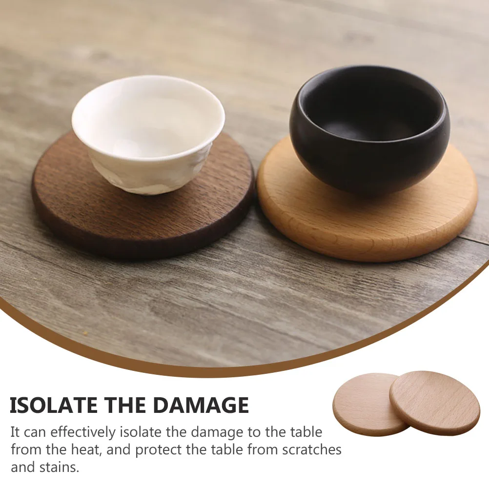 

2 Pcs Solid Wood Coasters Heat Insulated Table Protector Mat for Bedroom Living Room Wooden Bowl Pads DIY Pieces C