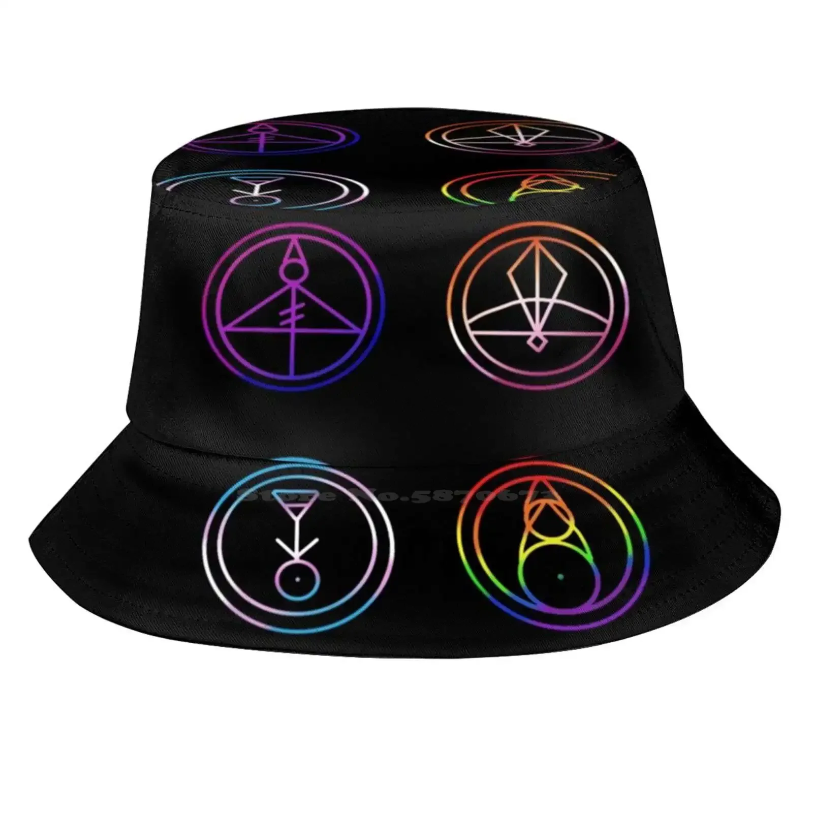 Lgbt Theme Owl House Glyphs Sun Cap Fisherman Hat Bucket Hats Lesbian The Owl House Witchcraft Trans Amity Luz Eda The Owl Lady