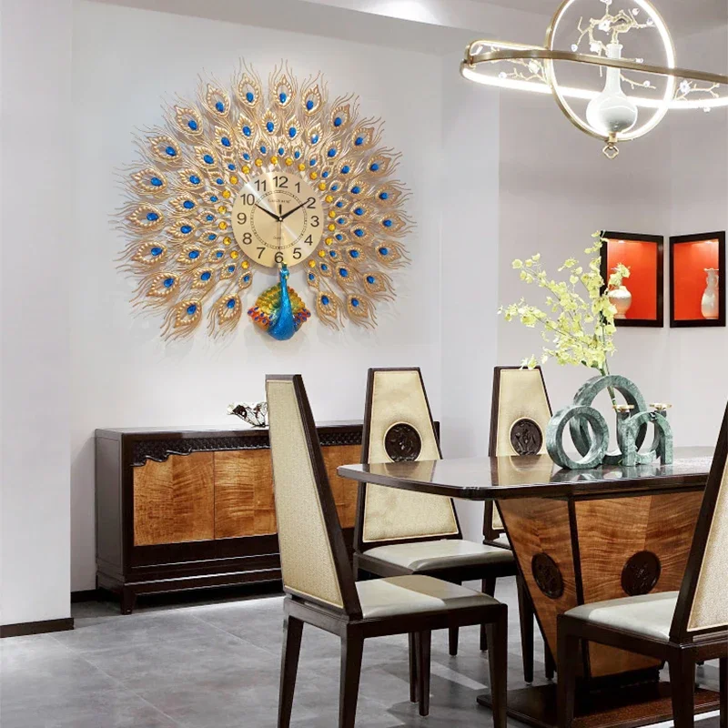 Peacock Fashion Wall Clocks Design Silent Aesthetic Bedrooms Modern Wall Watch Luxury Art Mural Horloge Murale Home Decoration