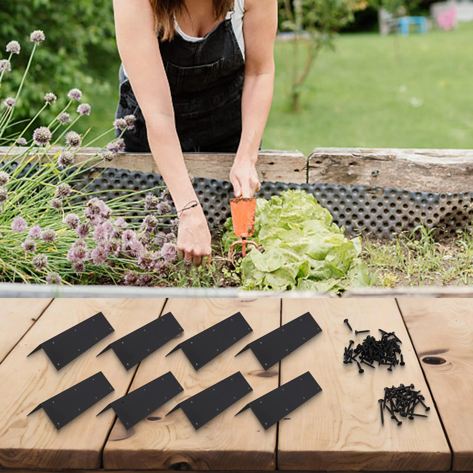 Corner Brackets with Screws for Raised Garden Beds 20 24 Inch Frame Metal Connectors for Strong and Stackable Bed Construction
