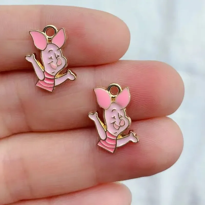 10pcs Cartoon Anime Charm Pig Little Bear Earring Pendant DIY Keychain Bracelet Necklace Jewelry Accessories Alloy Enamel Charms