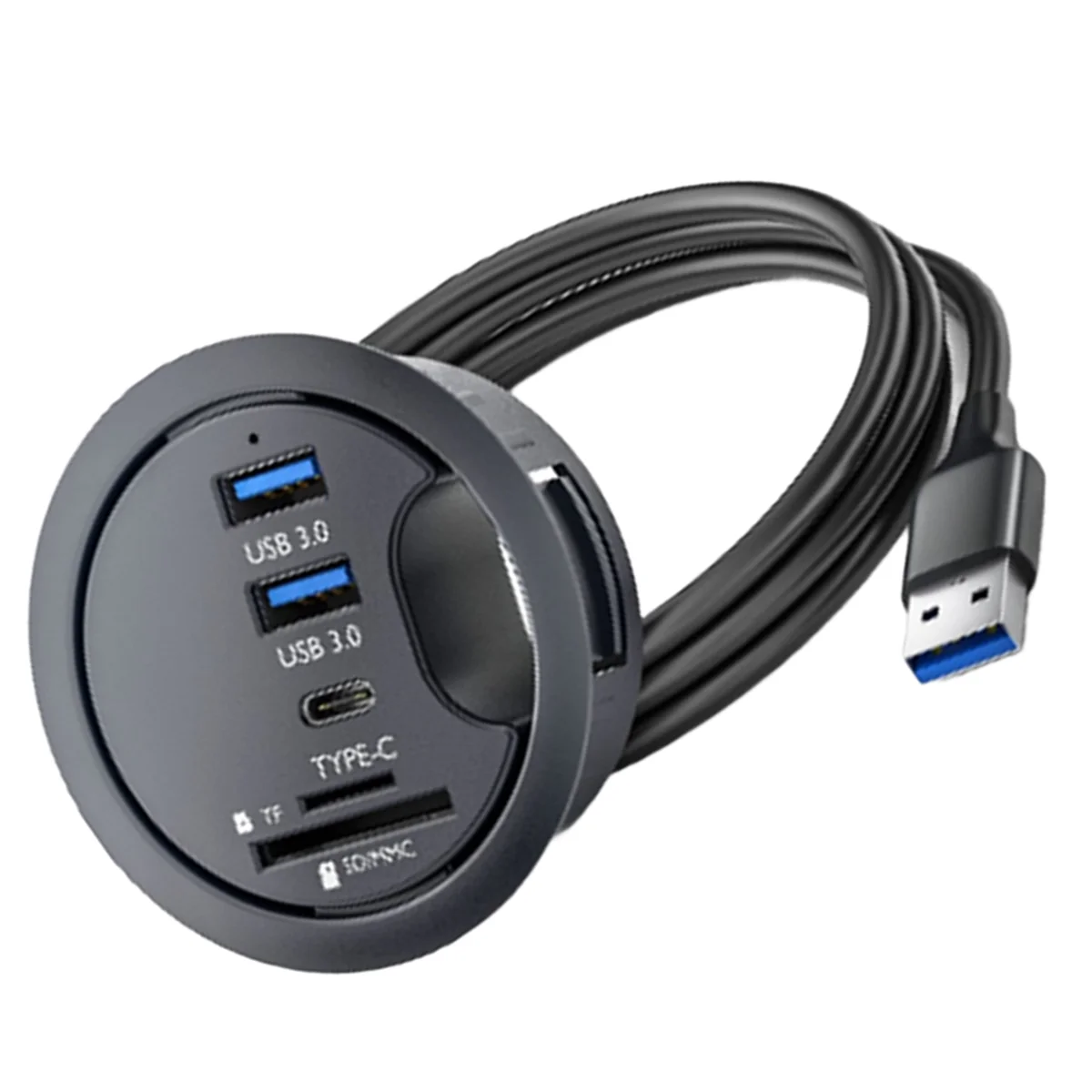 

2025+USB HUB 3.0 Mount in Desk Docking Station with Multi USB 3.0 Adapter SD/TF Card Reader Desktop Organizer USB Splitter