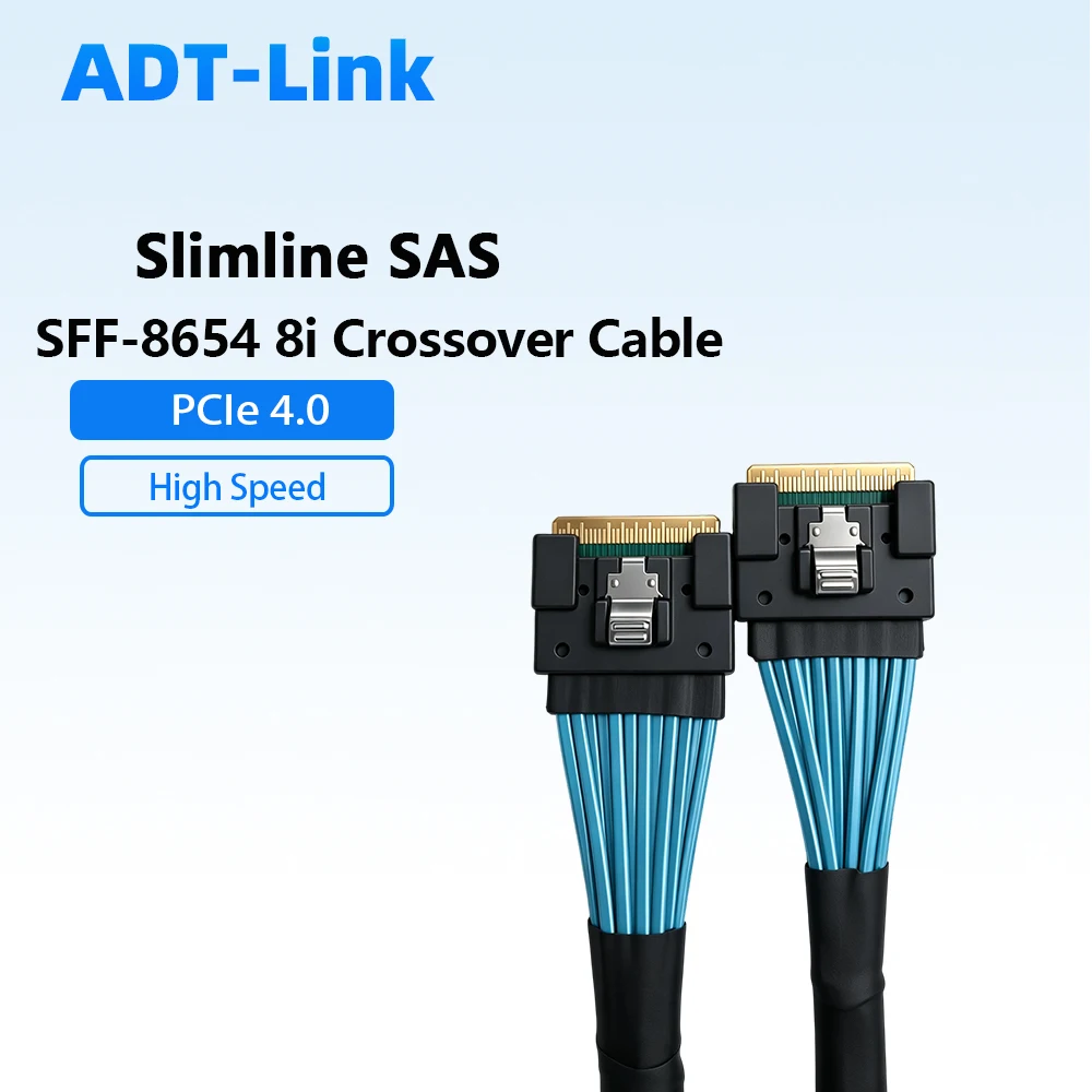 SlimSAS SFF-8654 8i To SFF-8654 8x 74Pin Straight Cable PCIe 4.0 High Speed Server Backplane GPU Slot Connection Data Cable