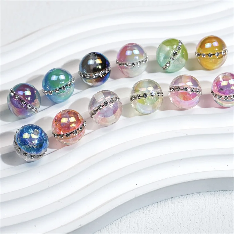 New arrived 40pcs/lot 16mm color print geometry rounds shape acrylic straight holes beads diy jewelry accessory