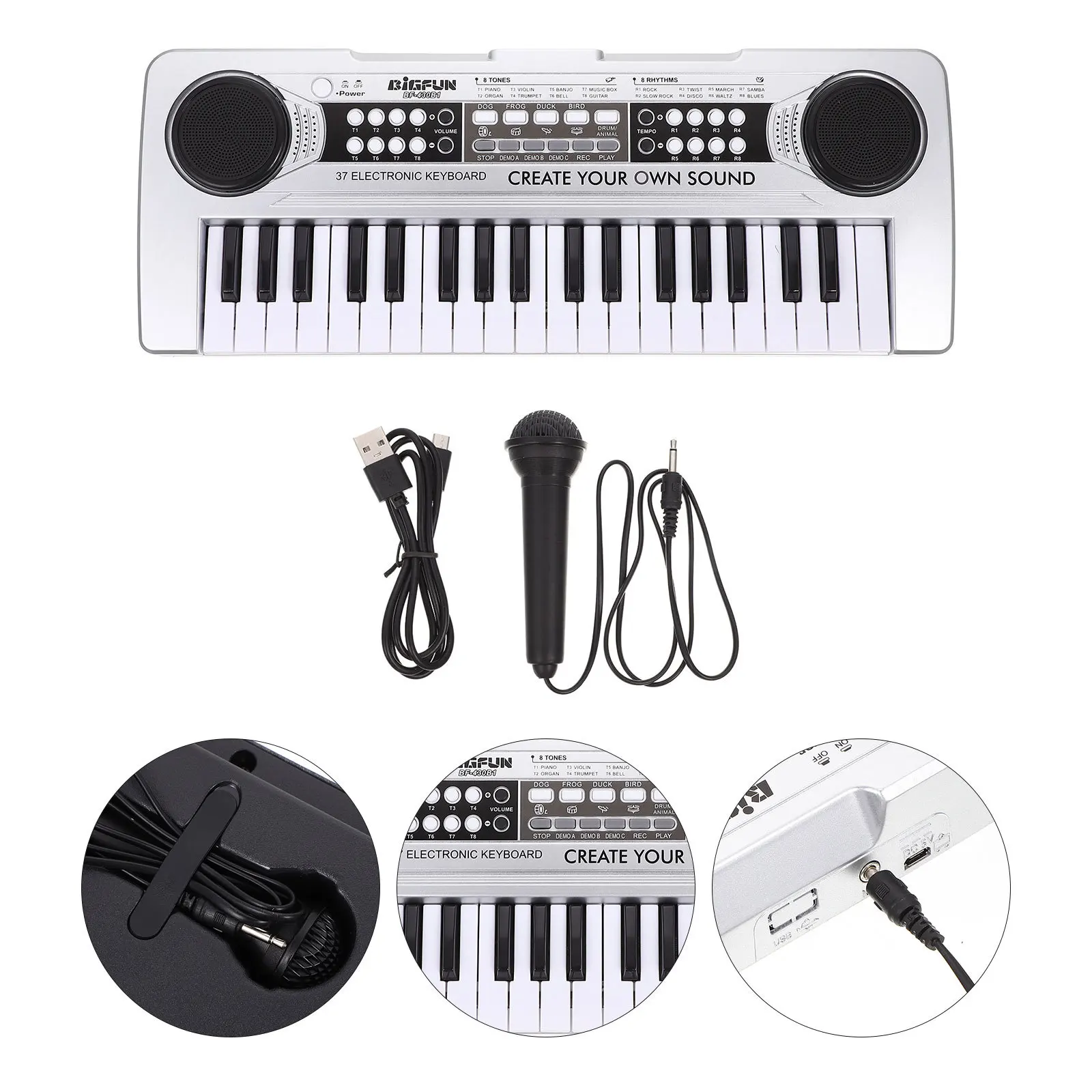 

Electronic Kids Keyboard Multi-Functional 37 Keys Durable Plastic Musical Learning Instrument Educational Gift