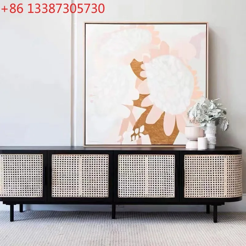 

Шкаф для хранения ТВ из японского ротанга, встроенный скандинавский минималистичный шкаф для телевизора