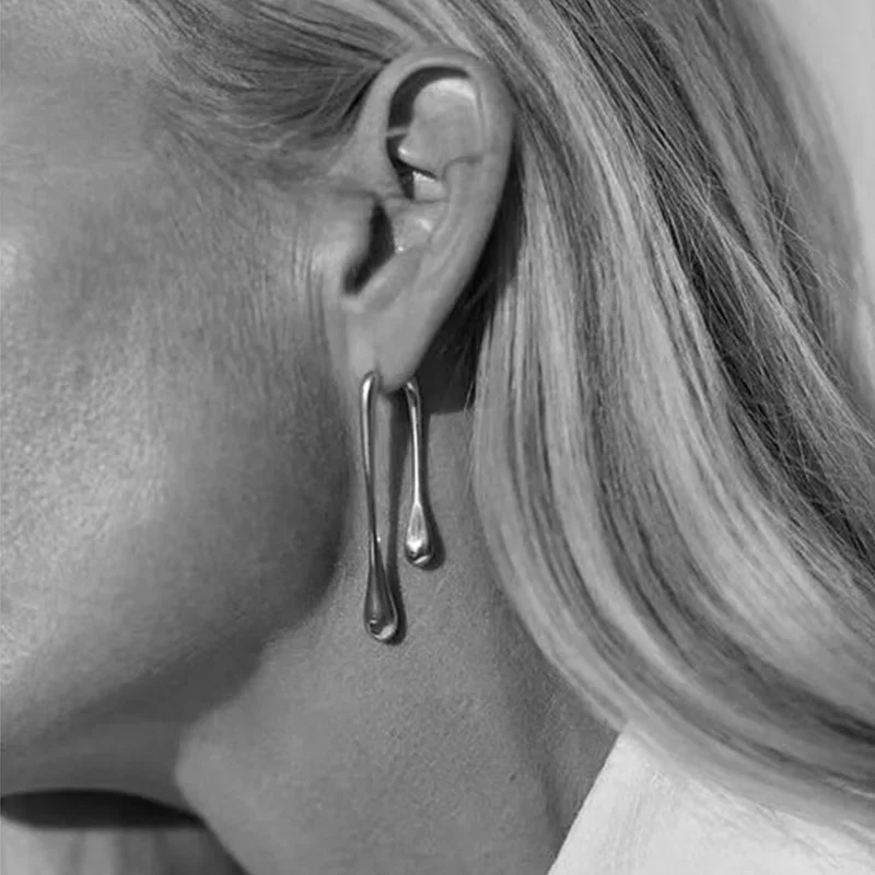 Fashion Jewelry Elegant Temperament Metal Long Teardrop Earrings For Women Party Gifts Simply Design Ear Accessories Hot Sale