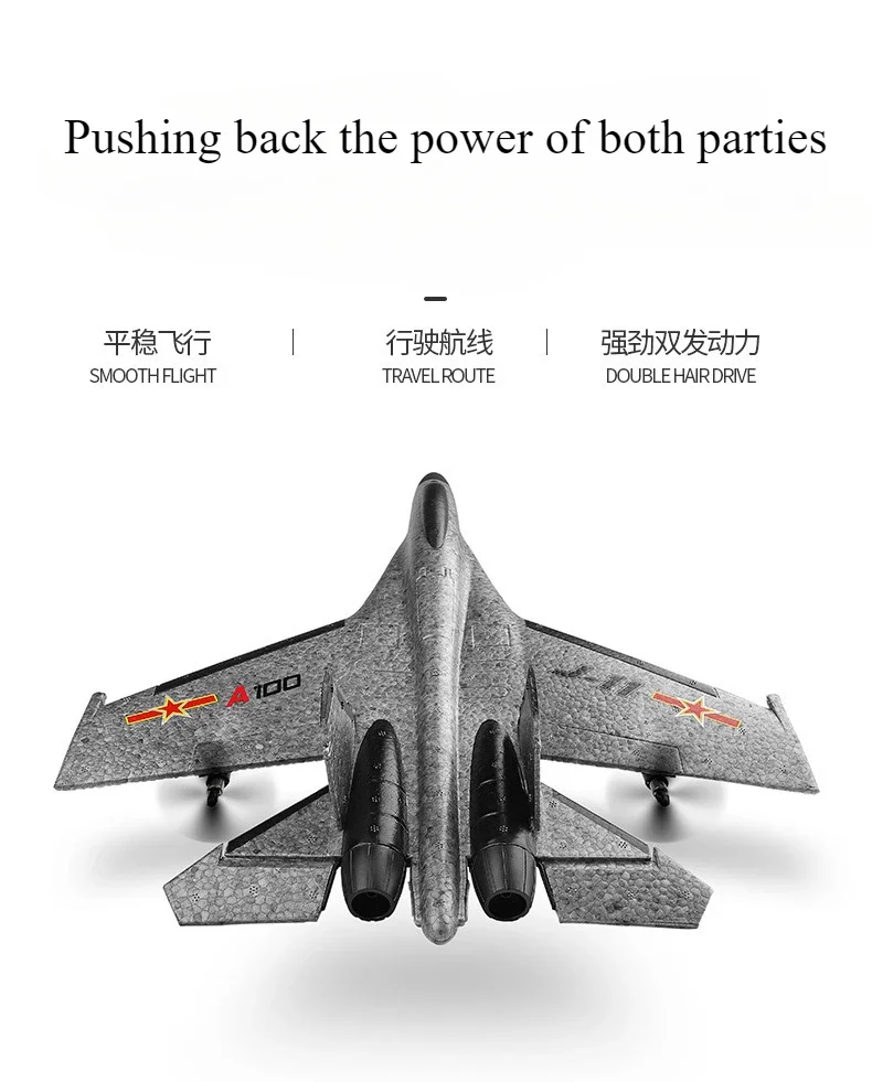 RC Plane Three Channel Fixed Wing Glider Double Push Fighter Model Toys Long Endurance Simulation Fighter Aircraft Children Gift