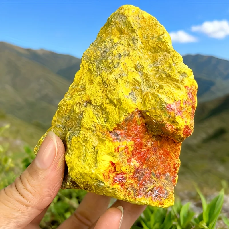 Piedra de Realgar Natural, mineral de oro energético de cristal de cuarzo, piedra curativa de Reiki de espécimen Mineral, piedra pigmentada de pintura, 1 ud.