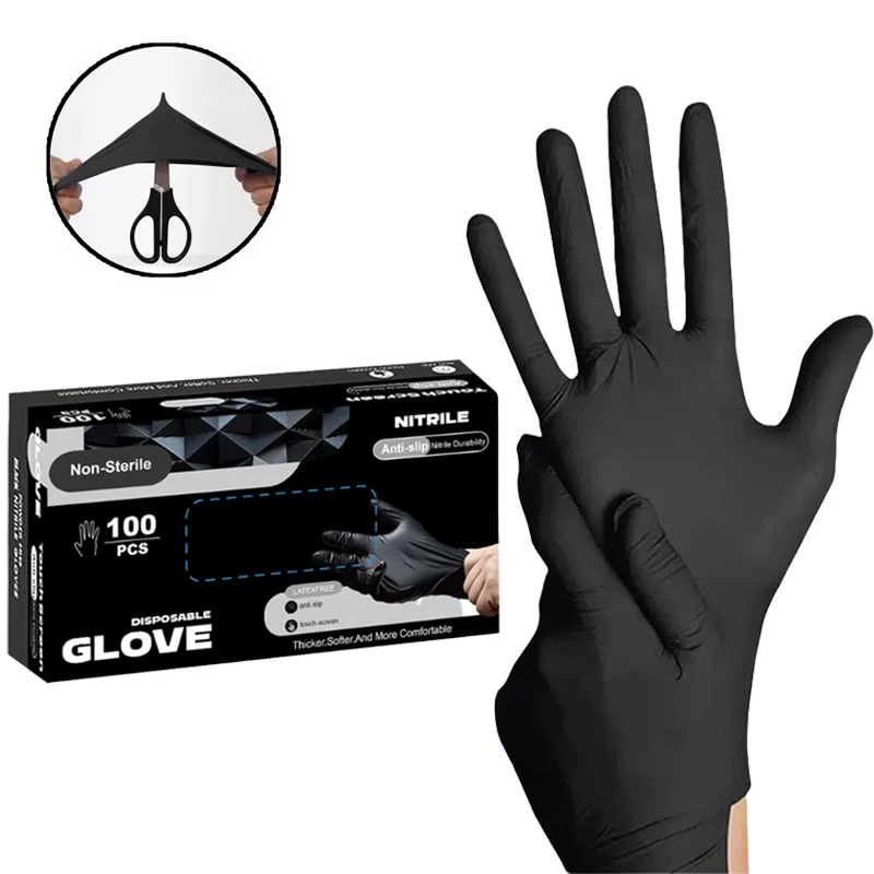 Portable Black Composite Nitrile Rubber High-Elasticity Disposable Gloves Food Work Latex Gloves Cleaning Waterproof Gloves