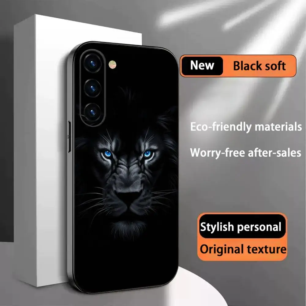 Super cool king lion pattern design Phone Case For Samsung Galaxy S26 S25 S24 S23 S22 S21 Plus Ultra Note20 Soft Black