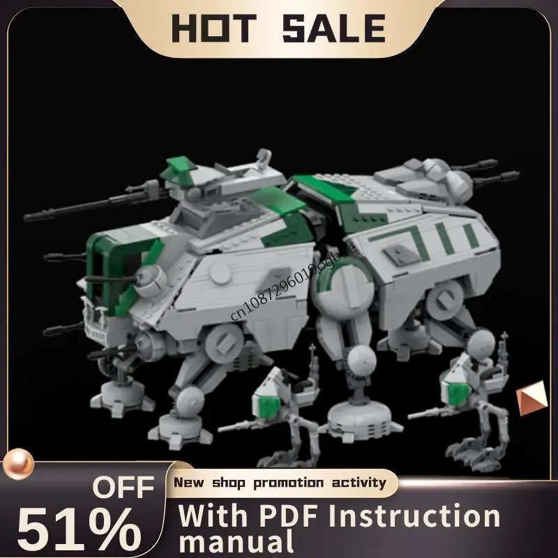 

Новый конструктор из 2042 деталей: Модель AT-TE из фильма «Звездные войны», Истребительная эскадрилья, DIY, креативные идеи, детская игрушка, подарок на день рождения