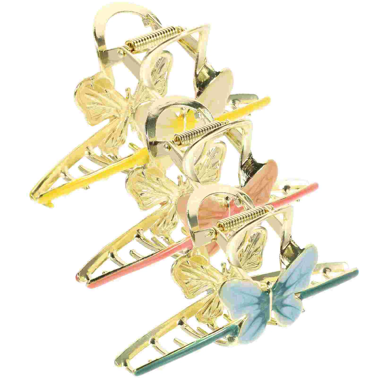 Hairpin Clamp Holder Jaw Clips for Claw Clamps Women Long Thin Butterflies Large