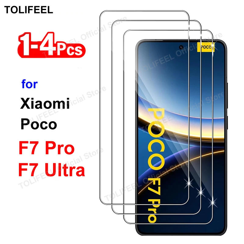 واقي شاشة من الزجاج المقسى لهاتف Xiaomi Poco F7 Ultra F7 Pro HD Crystal 9H زجاج هاتف شفاف واقي