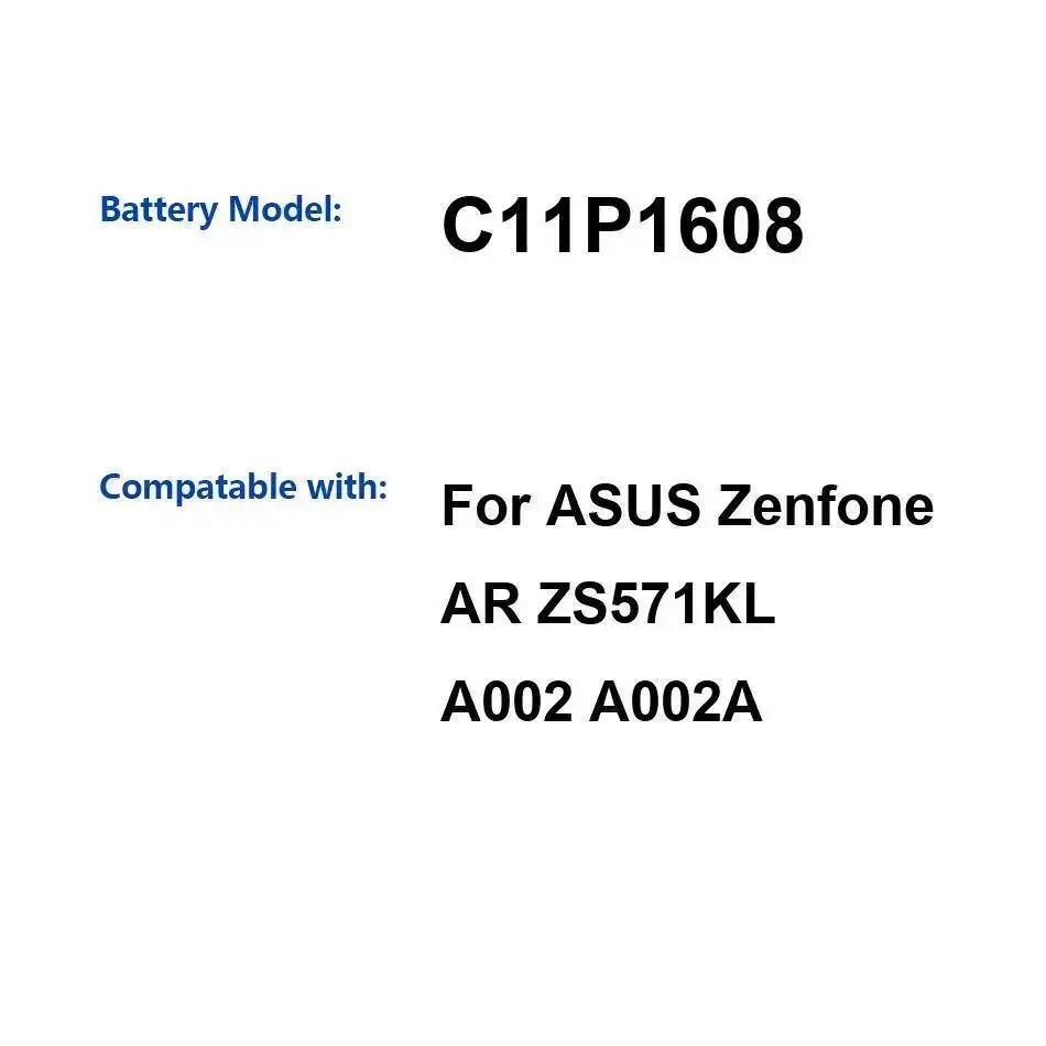 

Long Lasting 3300Mah C11P1608 For Asus Zenfone AR ZS571KL A002 A002A Reliable Replacement Mobile Phone Battery