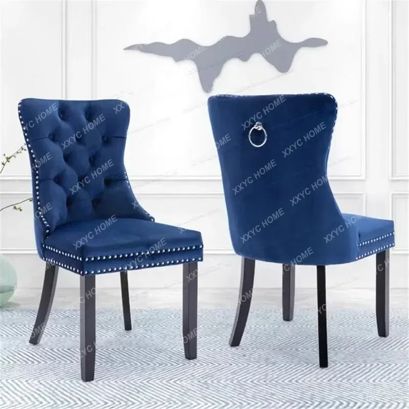 Velvet Dining Chairs   Ring Pull Trim and Button Back, Luxury Tufted Dining Chairs for Living Room,Bedroom,Kitchen(Grey)