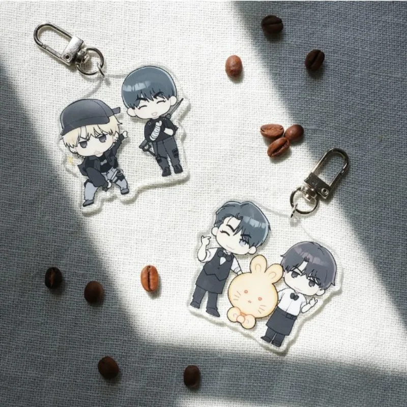 Korean BL Manhwa Payback Anime Acrylic Keychain Yoon Jay Lee Yoohan Cartoon Keyring Kawaii Bag Pendent Decor Accessories Gift