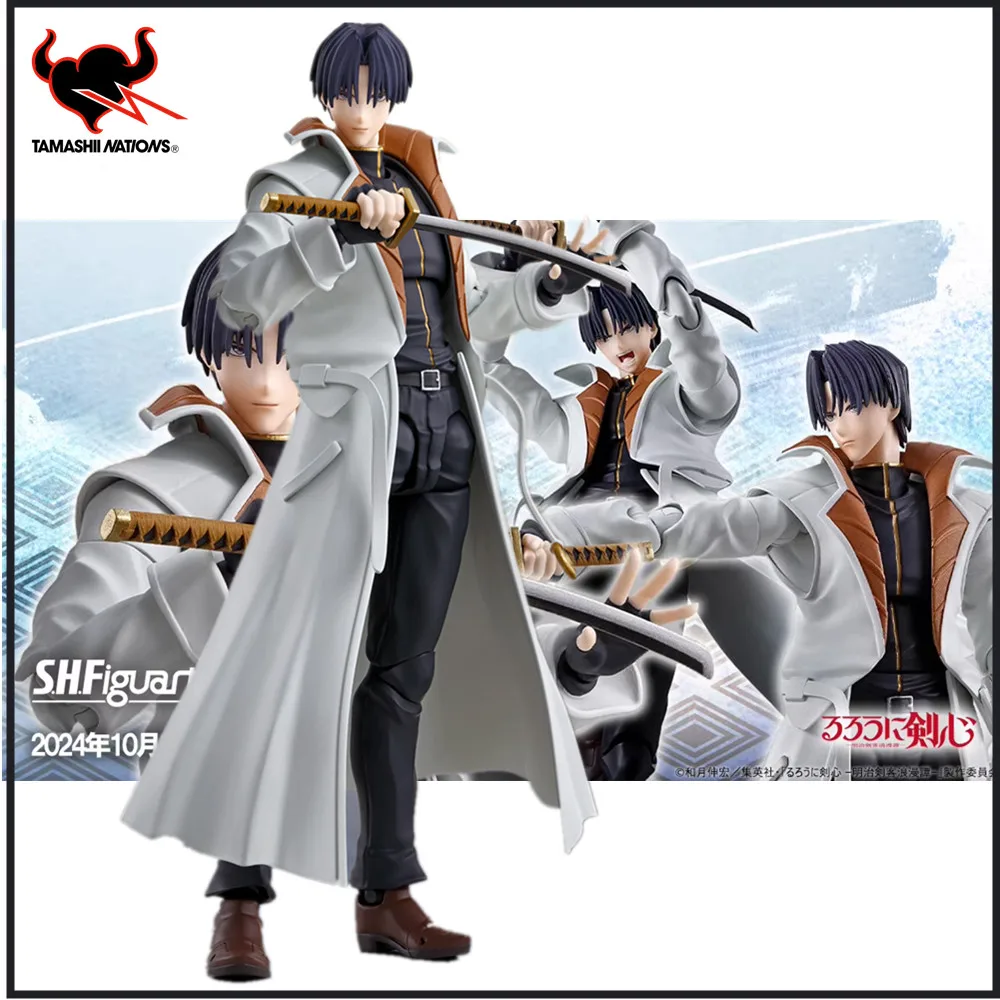 In Stock Original Anime S.H.Figuarts Aoshi Shinomori PVC Action Figure Toys for Children SHF Model Doll Collector 16.5cm