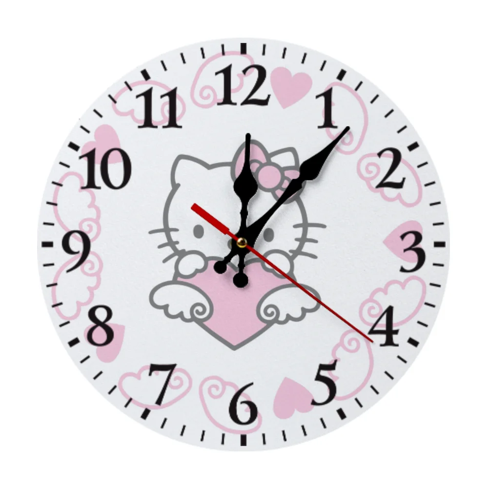 Cartoon Sanrio Hello Kitty Wall Clock Anime Cute Kt Cat Decor Hanging Decorations Girls Bedroom Living Room Clock Kids Gift Toy