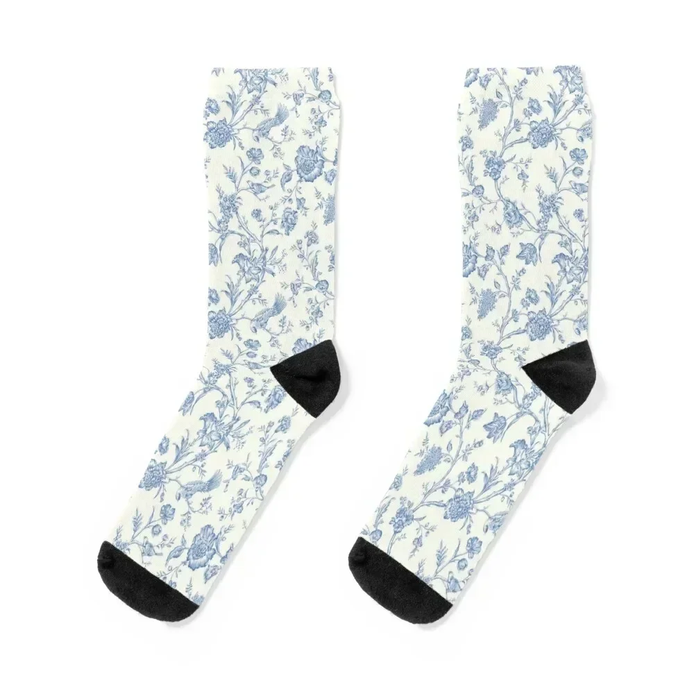 

Blue Bird Toile Socks Stockings bright garter christmass gift japanese fashion Ladies Socks Men's