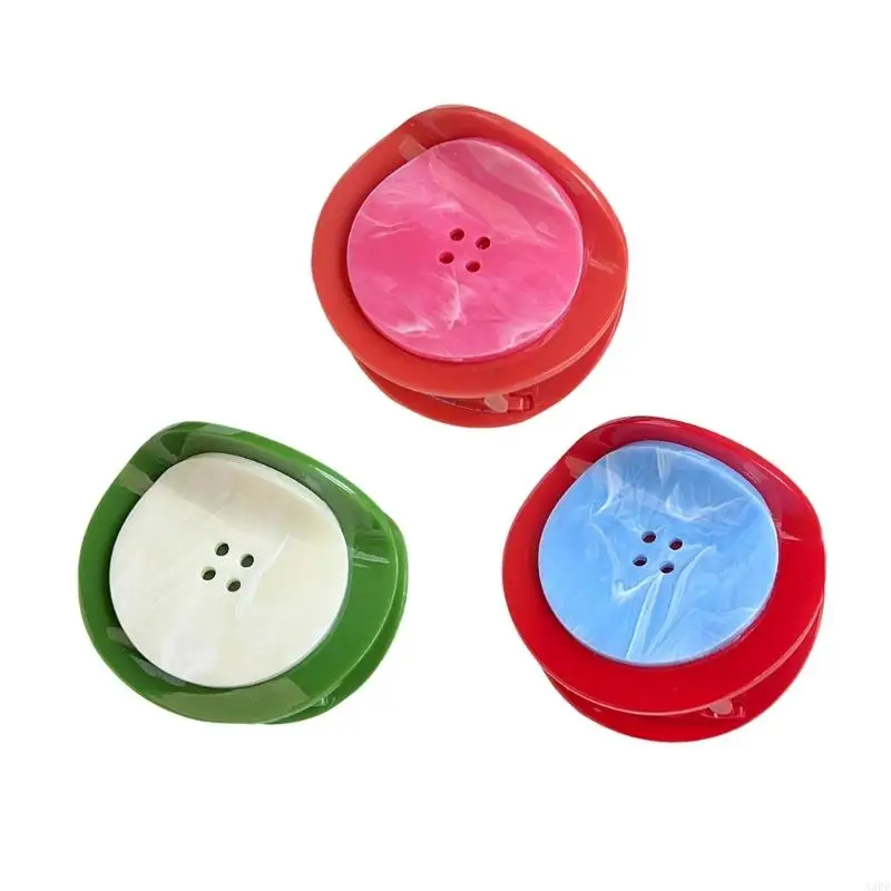 

Delicate Button Theme Hair Claw Clip Acrylic Hairpin Secure Grip Fashion Hair Accessories For Casual Prom Hairstyles