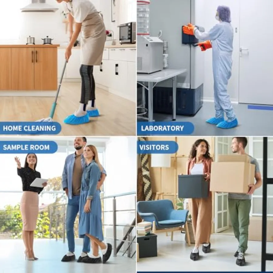 병원, 실험실 및 클린룸 보호용 일회용 미끄럼 방지 실내 신발 커버 2개 포함 방수 내구성 부츠