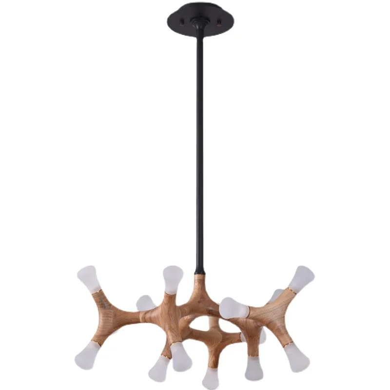 

Design creative living room dining room chandelier solid wood new Chinese style wabi sabi tea room personality art
