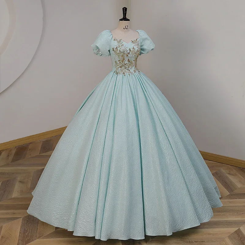 Elegant Evening Dresses for Women Ruffle Fluffy Organza A-line Prom Gown Girls Quinceanera Dresses Sequins Birthday Party Gowns