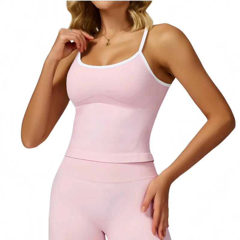 

Новый бесшовный жилет для йоги контрастного цвета S-2XL, спортивный жилет с открытой спиной, бюстгальтер для бега и фитнеса на открытом воздухе