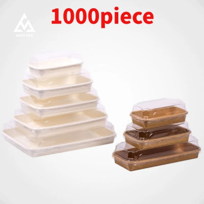 

10 00piece.Custom.Recyclable Brown Kraft Paper Sushi Cake Bakery Box With Lids Food Catering Tray Take Out Food Container