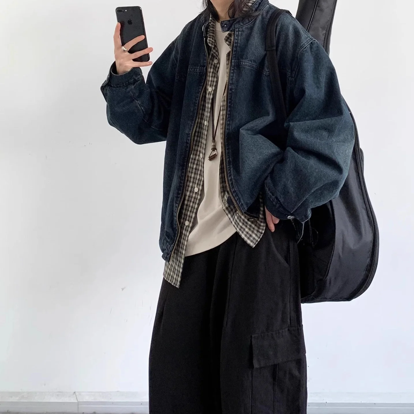 

Мужская джинсовая куртка в стиле ретро-джинсовый винтаж, свободного кроя, для весны и осени, повседневная верхняя одежда, простое пальто для пар