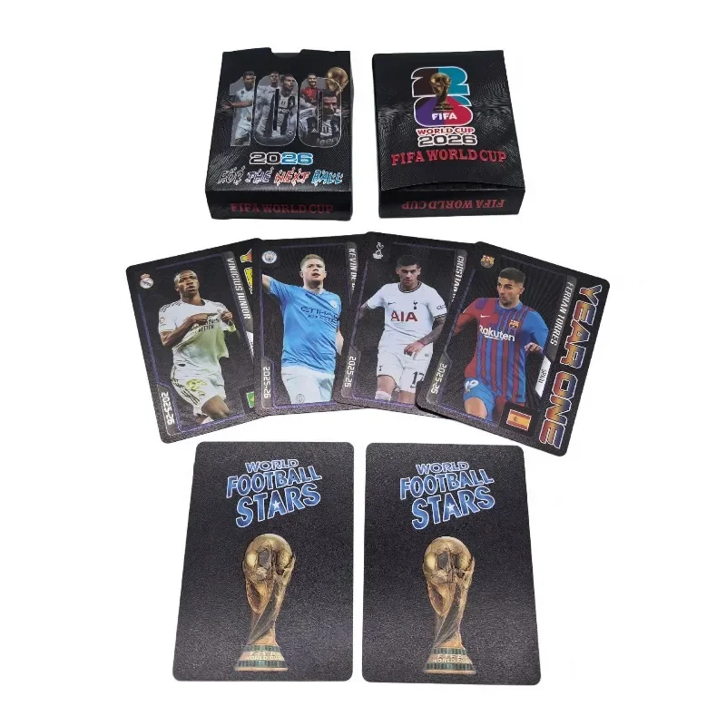 55 Stück/Box 2026 FIFA Weltmeisterschaft Star-Karten-Sammelset Gold/Silber/Schwarz/Farbhintergrund Gedenk-Sammlung – Detail 6