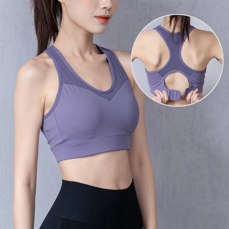 Women's Sports Bra Plus Size Breathable Spliced Running Yoga Fitness Workout Gym Tank Top Activewear