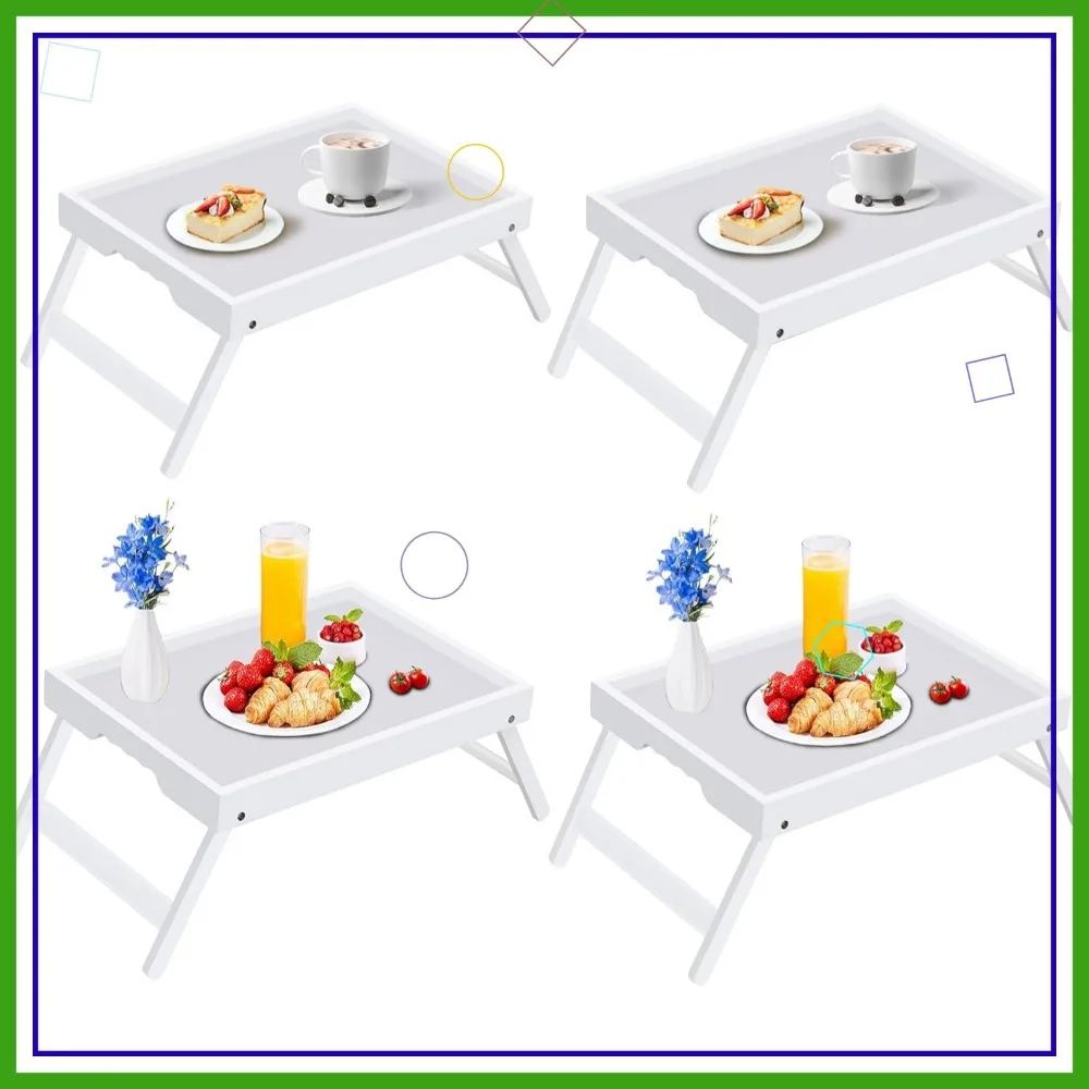 

Folding Bed Tray Table, 4 Pack White for Eating, Snacking, Working on Couch