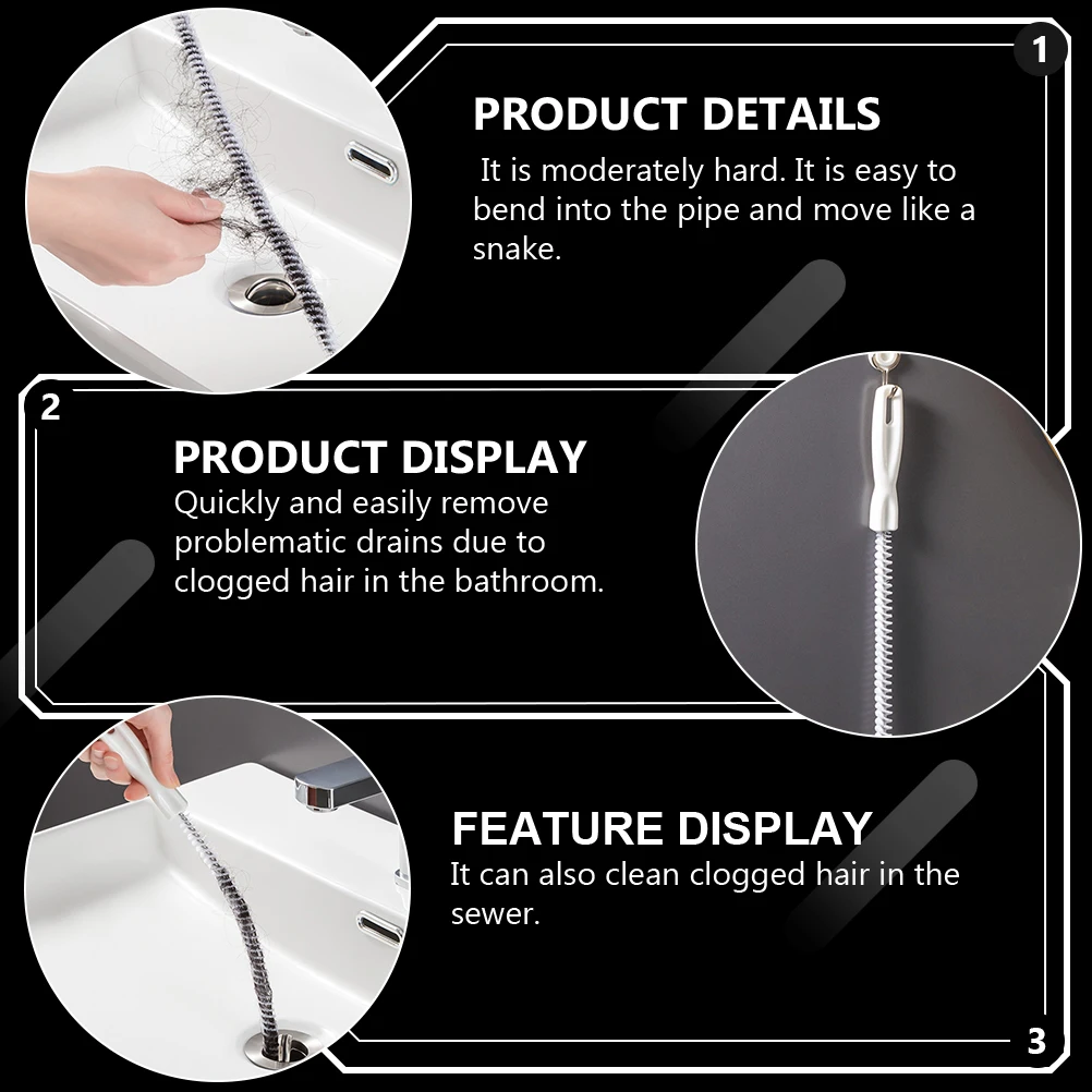 

2pcs Flexible Pipe Unblocker Tool For Sink Bathroom Drain Clogging Removal Hair Catcher Plastic Drain Cleaner Sticks Dredging