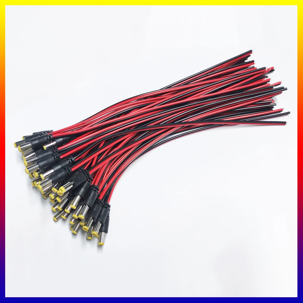 10 sztuk/partia Złącze DC 12V męskie i żeńskie, kabel zasilający z wtyczką do kamery CCTV, przedłużacz przewodu DC — zdjęcie 5