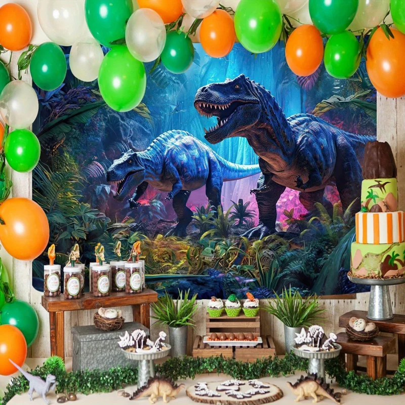 Dinosaur Themed Wall Tapestry for Boys Bedroom Decor Wild Ancient Creatures Design Ideal for Room Decoration
