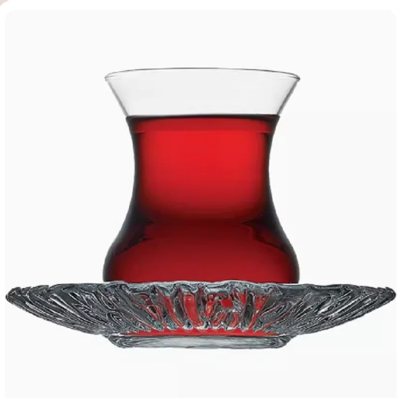 kitchen Turkish Glass Coffee Cup Black Tea Cup Water Cup Male Hot Drinking Cup with Saucer Tea Set