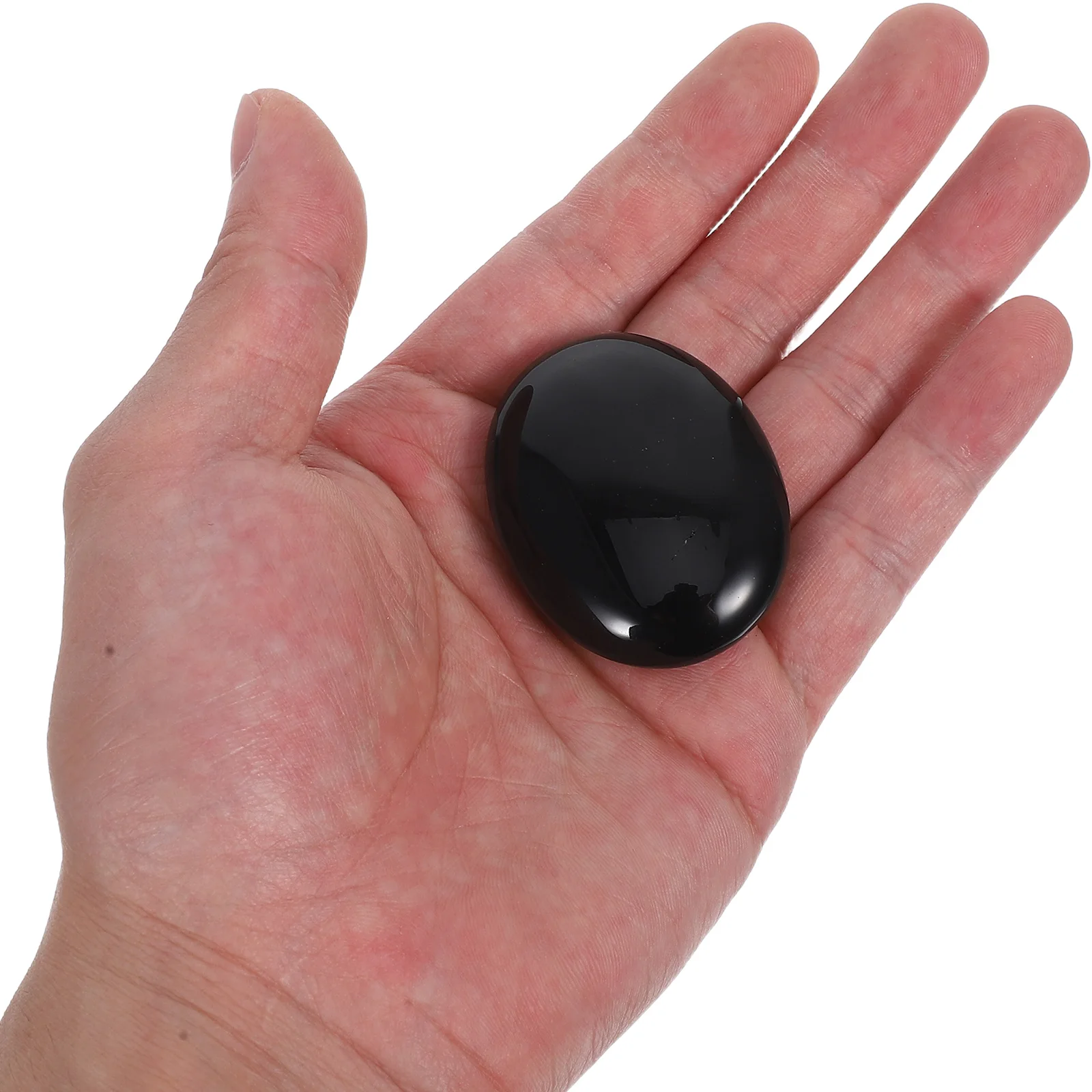 

4pcs Black Obsidian Massage Stone Natural Crystal Gemstone Ergonomic Oval Shaped Healing Therapy Pocket Sized Smooth Polished