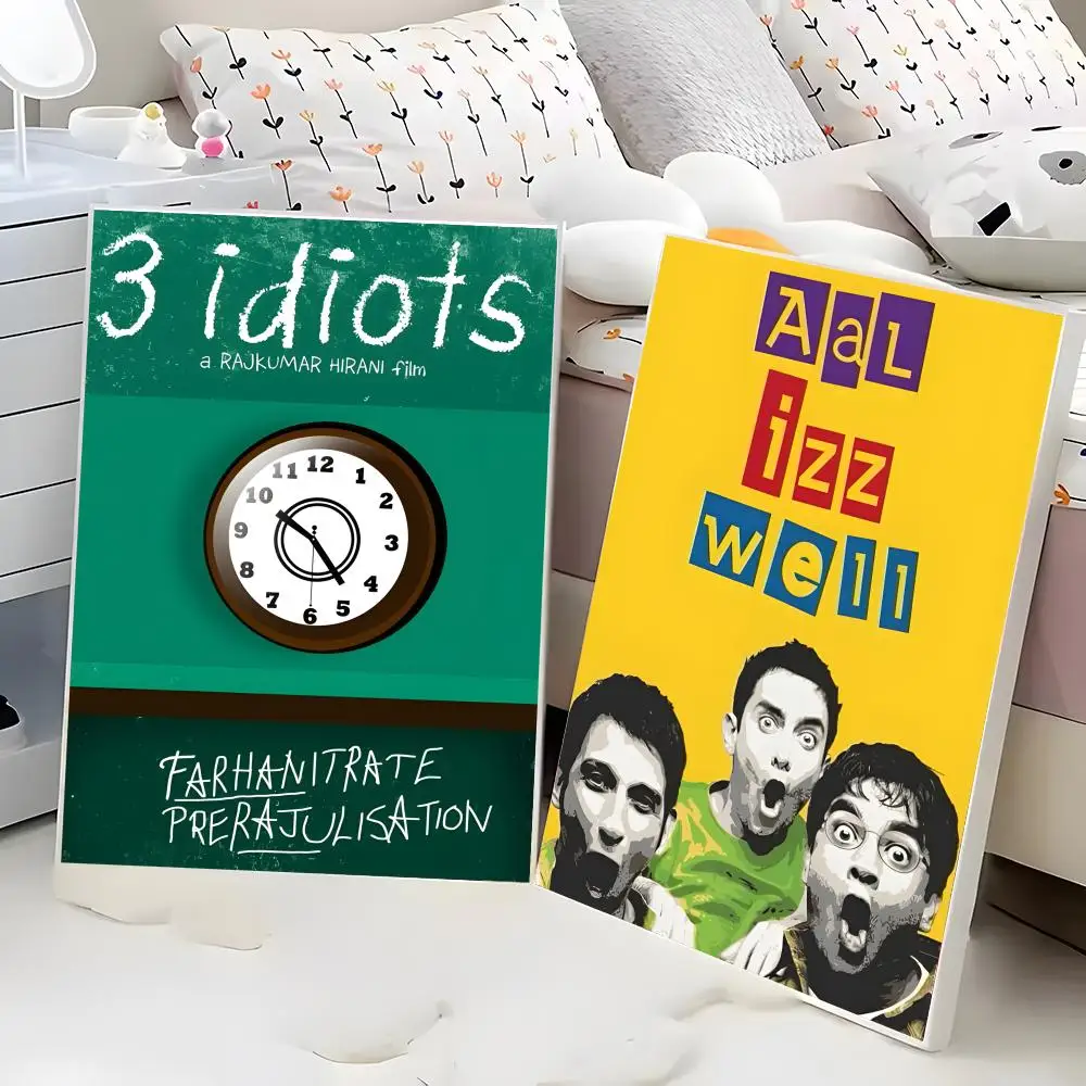 3 Idiots Comedy Drama Painting Calligraphy Poster Eco-Friendly Decor Frameless Canvas