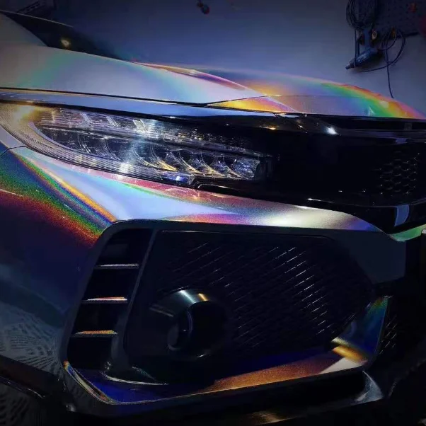 JUARATECH Camaleão PET Brilho Metálico 3D Esplêndido Envoltório de Vinil para Carro Cinza