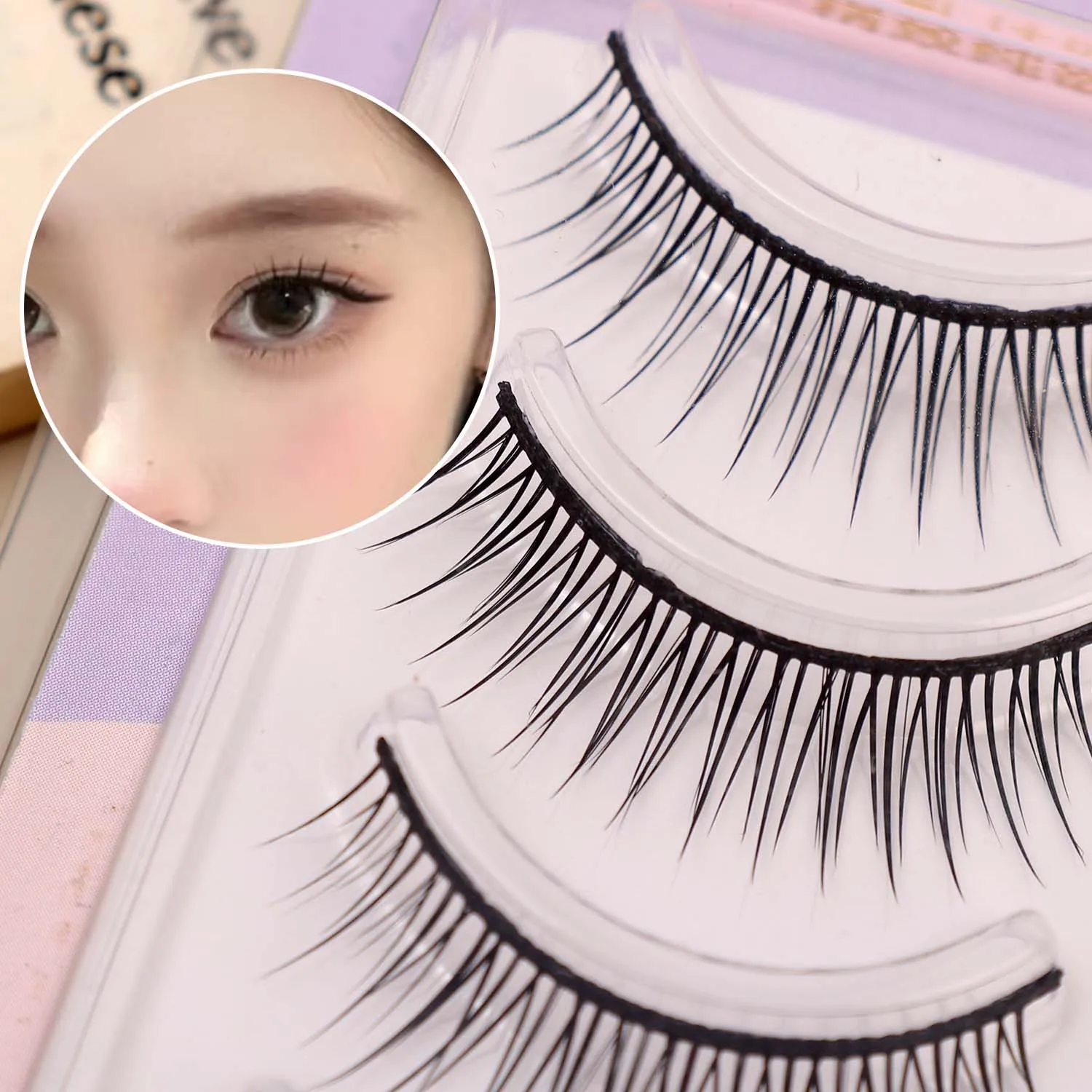 5줄/박스 드라마틱 두꺼운 만화 애니메이션 속눈썹 사실적인 눈 확대 메이크업 도구 코스프레 3D 인조 속눈썹 여성용 뷰티
