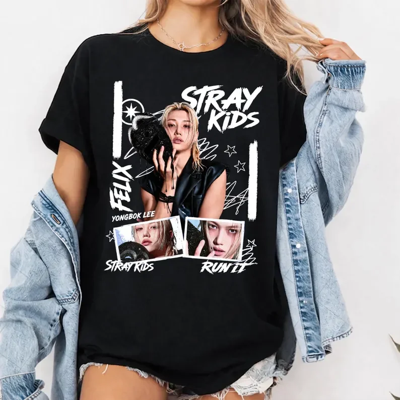 Stray Kids District 9 Tour Summer Parent Child Cotton Tee Vintage K-Pop Graphic Men Women T-shirt Comfortable High Quality