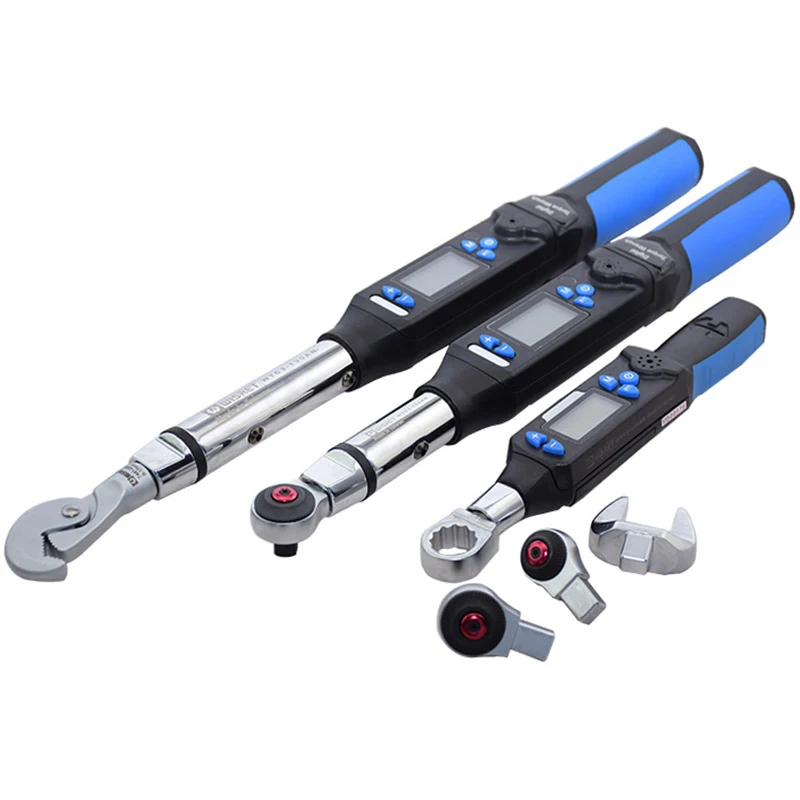 High Precision Adjustable Electronic Digital Torque Wrench Interchangeable 1.5-340nm Insert Toos Open Ring Ratchet Head 1/4 1/2